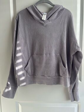 Jockey Lavender Gray Ribbed Cropped Hoodie